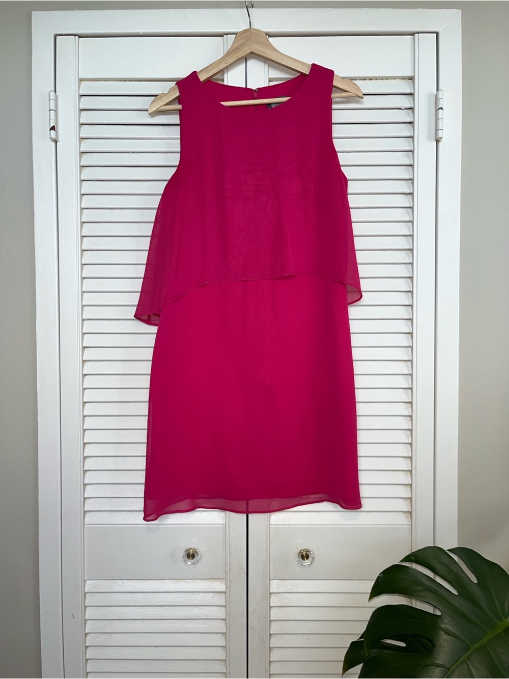 Vince Camuto Hot Pink Layered Sleeveless Mini Dress